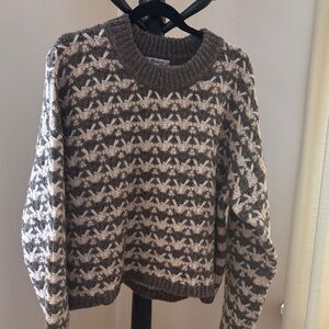 Madewell Brown and Cream wool blend Knit Sweater